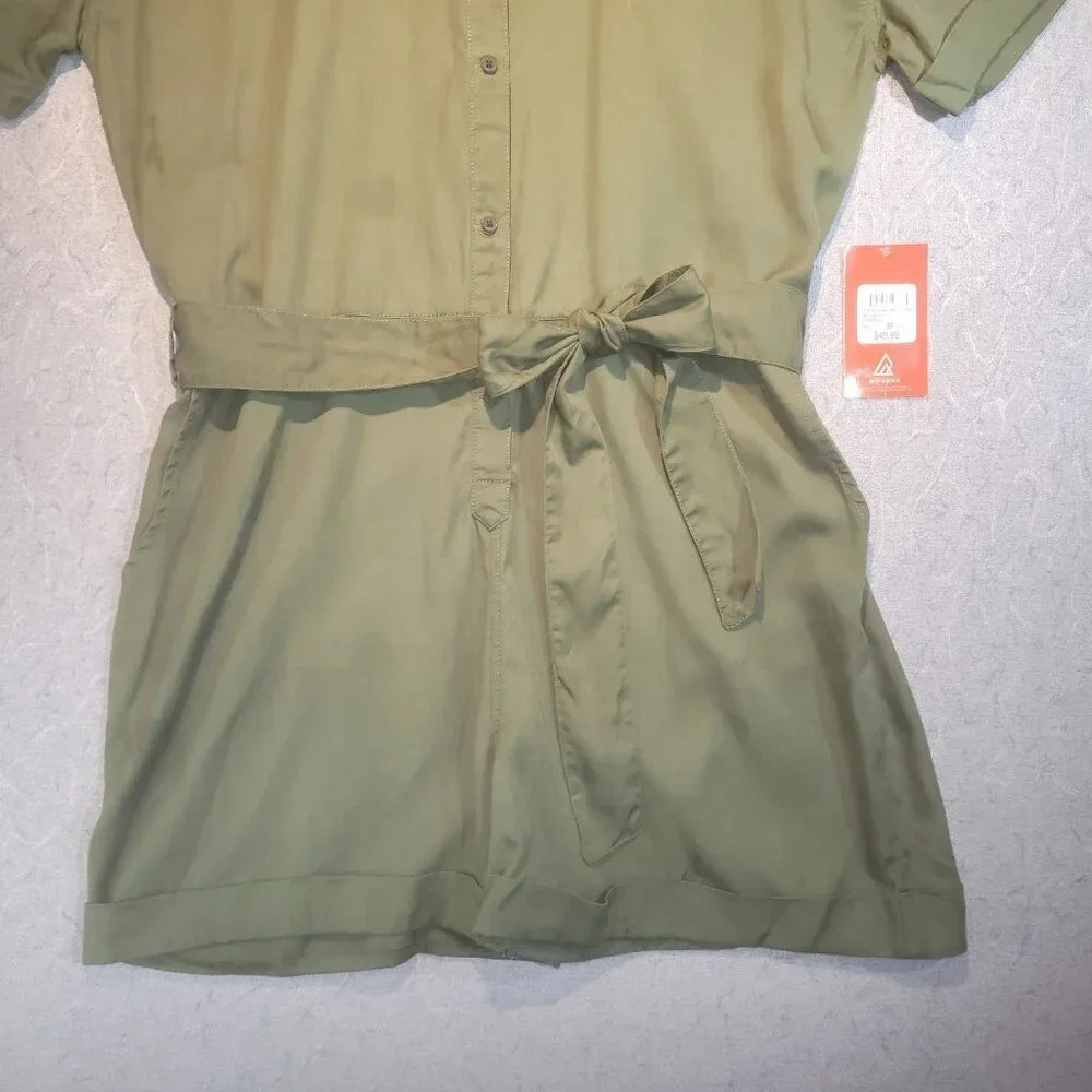 Ripzone Cypress Green NWT Short Sleeve Button Down Romper Size  Large - Picture 6 of 11